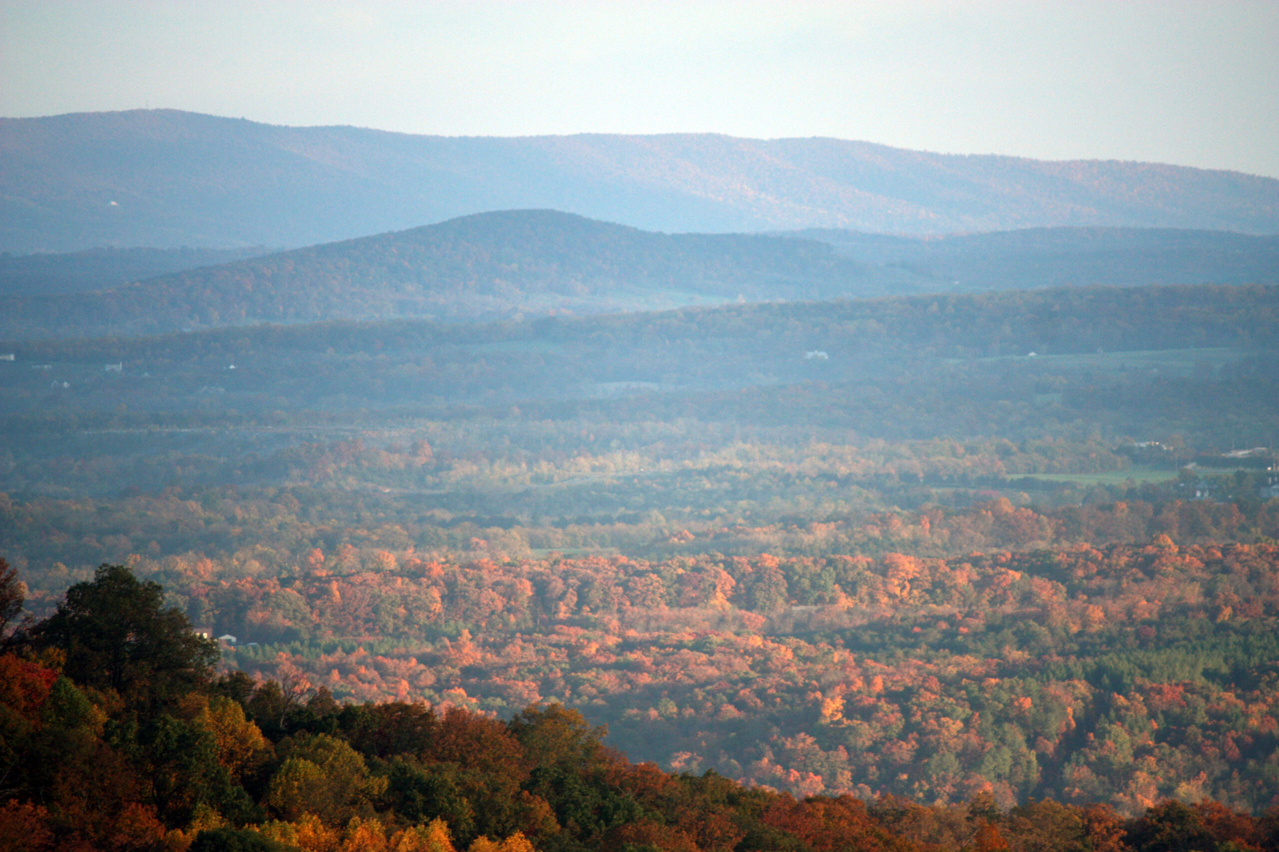 Northwest facing view of Buzzard Rock, late morning, Autumn